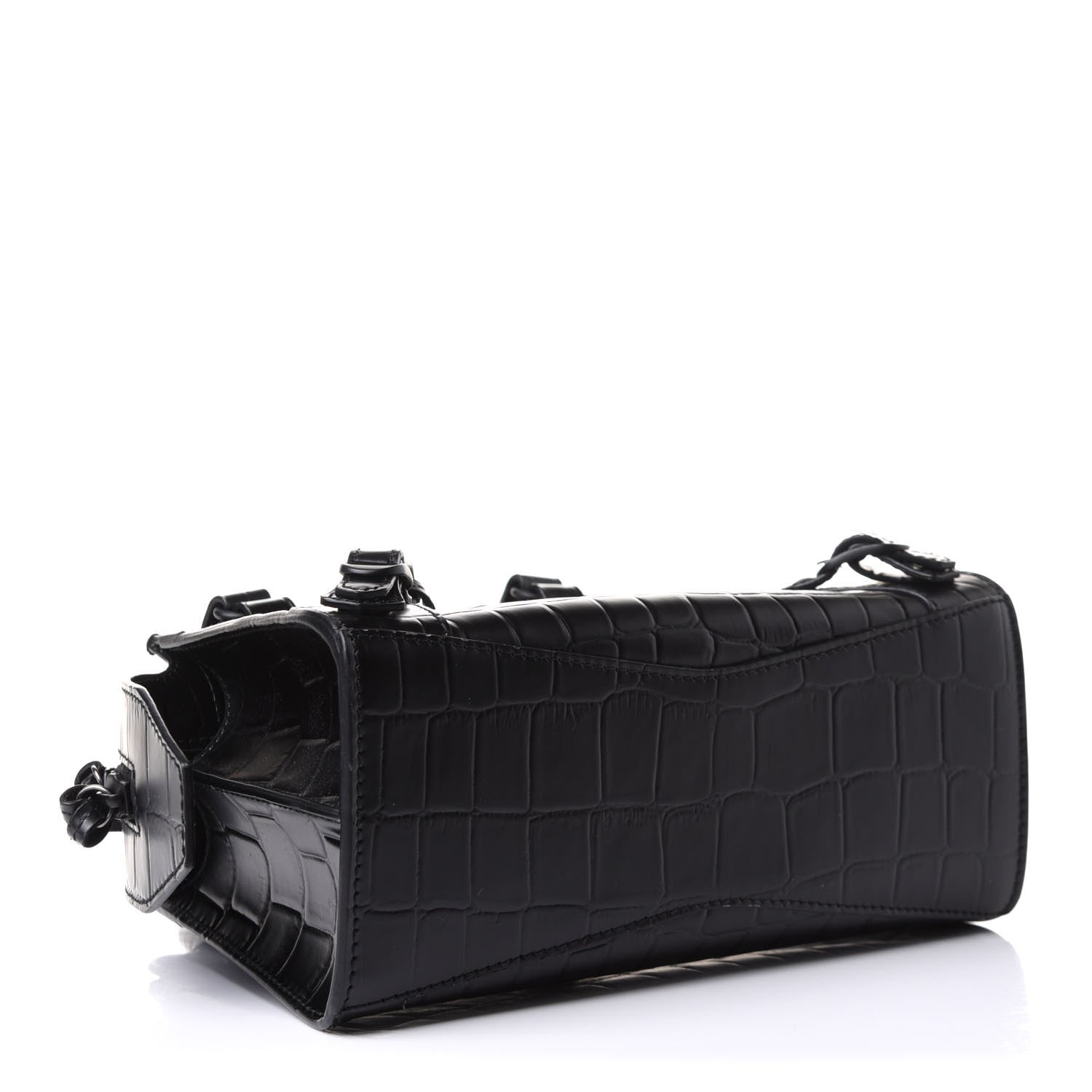 Balenciaga Semi Shiny Calfskin Crocodile Embossed Neo Classic Black Hardware Mini City Black 4 of 16