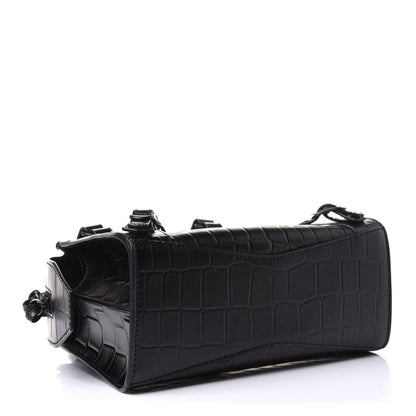 Balenciaga Semi Shiny Calfskin Crocodile Embossed Neo Classic Black Hardware Mini City Black 4 of 16