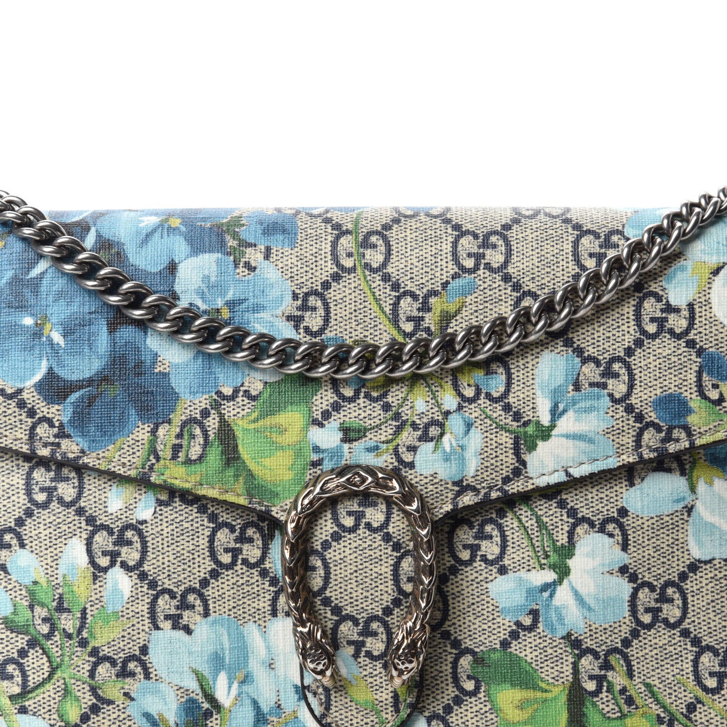 Gucci GG Supreme Monogram Blooms Mini Dionysus Chain Wallet Beige Blue Navy Vintage Blue 14 of 14
