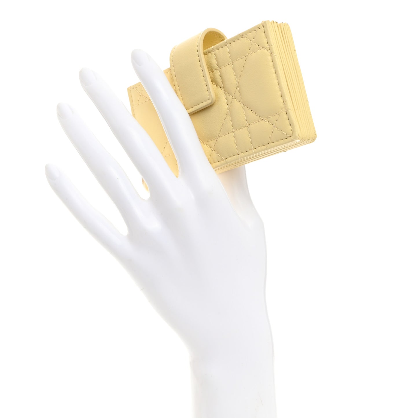 Lambskin Cannage Lady Dior 5-Gusset Card Holder Soft Yellow