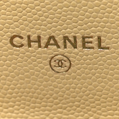 Chanel Caviar Quilted Flap Card Holder On Chain Yellow 6 of 11