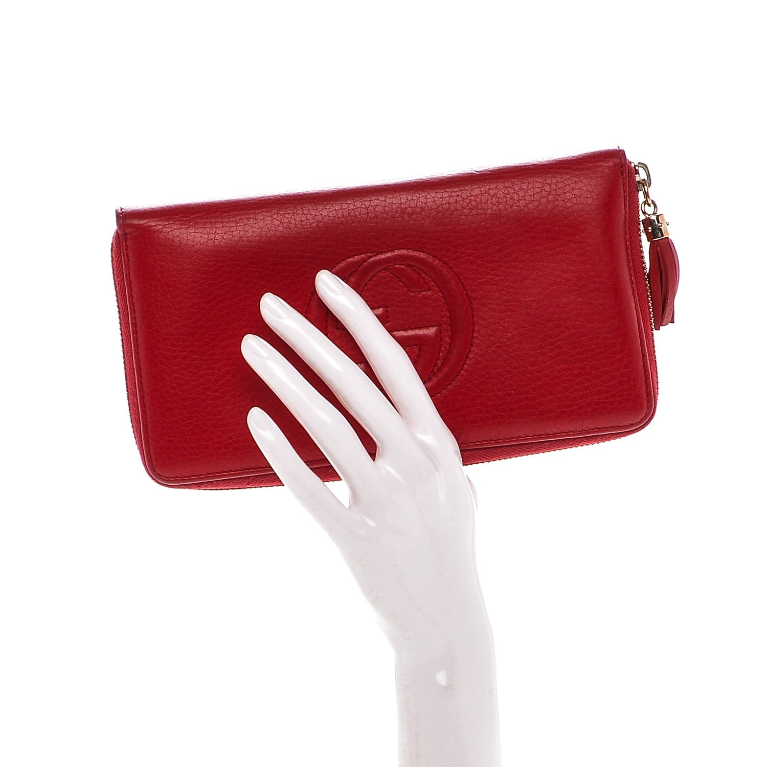 Gucci Pebbled Calfskin Soho Zip Around Wallet Red 2 of 6