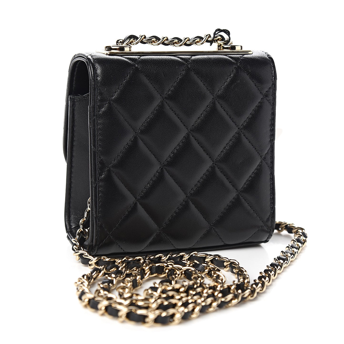 Lambskin Quilted Mini Trendy CC Chain Wallet Black