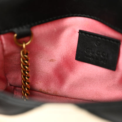 Gucci Calfskin Matelasse Super Mini GG Marmont Shoulder Bag Black White 11 of 12