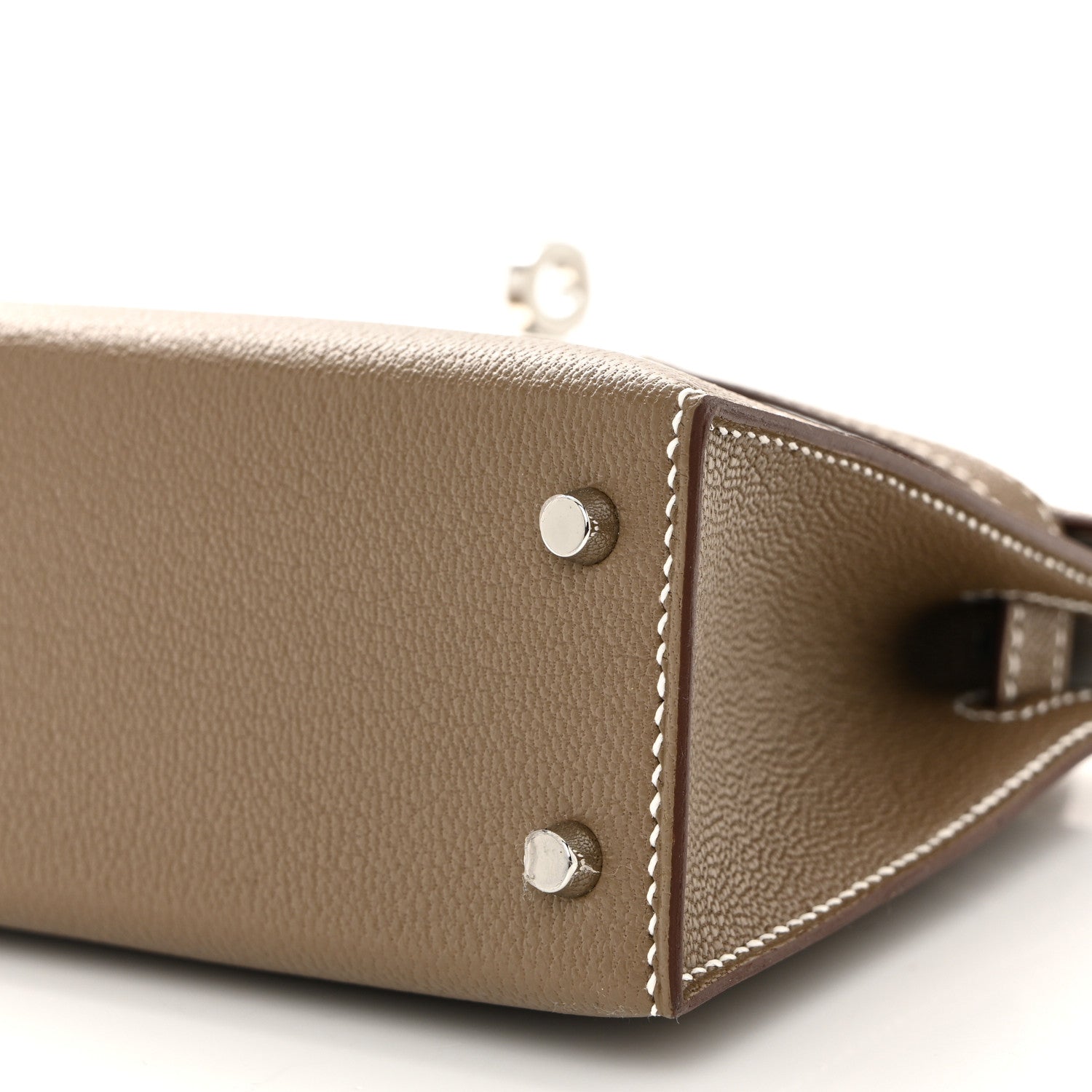Hermes Chevre Mysore Verso Mini Kelly Sellier 20 Etoupe New White 9 of 10