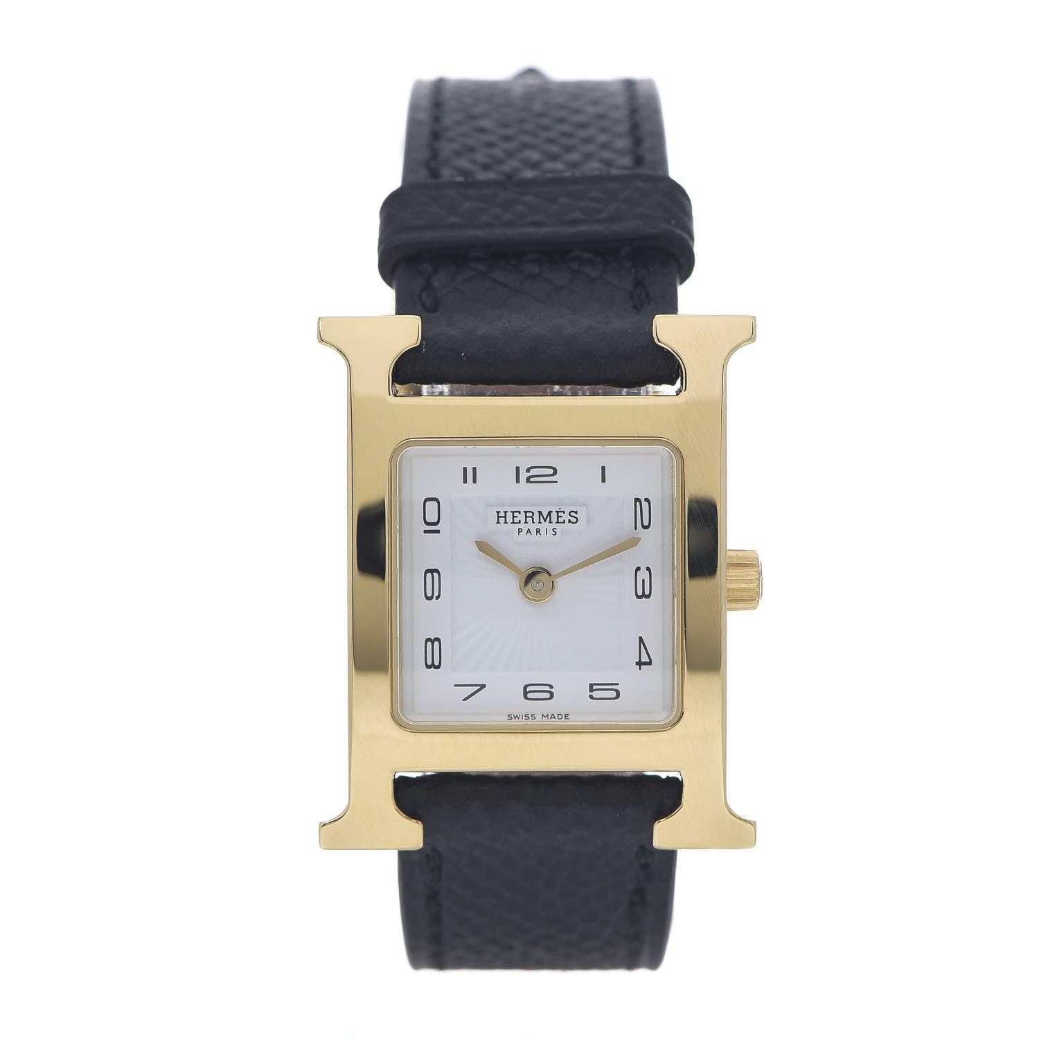 Hermes Stainless Steel Epsom 21mm Heure H Hour Quartz Watch Noir 1 of 7