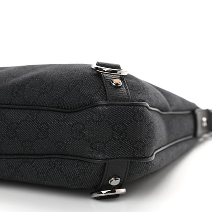 Gucci Denim Monogram Abbey D Ring Hobo Black 10 of 10