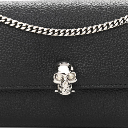 Alexander McQueen Pebbled Calfskin Skull Wallet on Chain Black 8 of 11