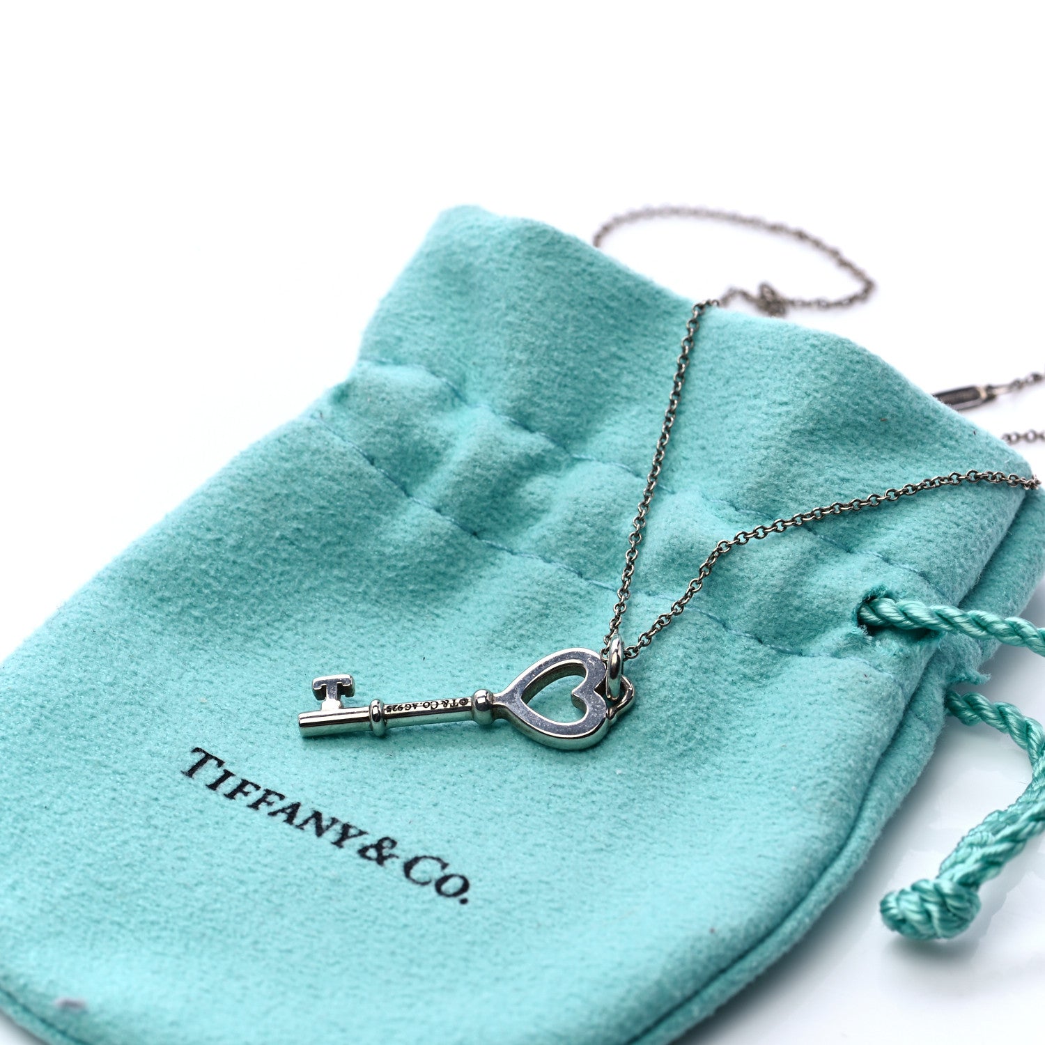 Tiffany Sterling Silver Heart Key Pendant Necklace 7 of 7
