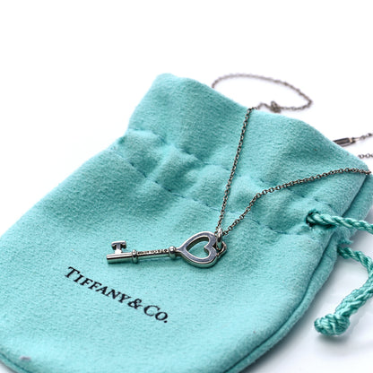 Tiffany Sterling Silver Heart Key Pendant Necklace 7 of 7
