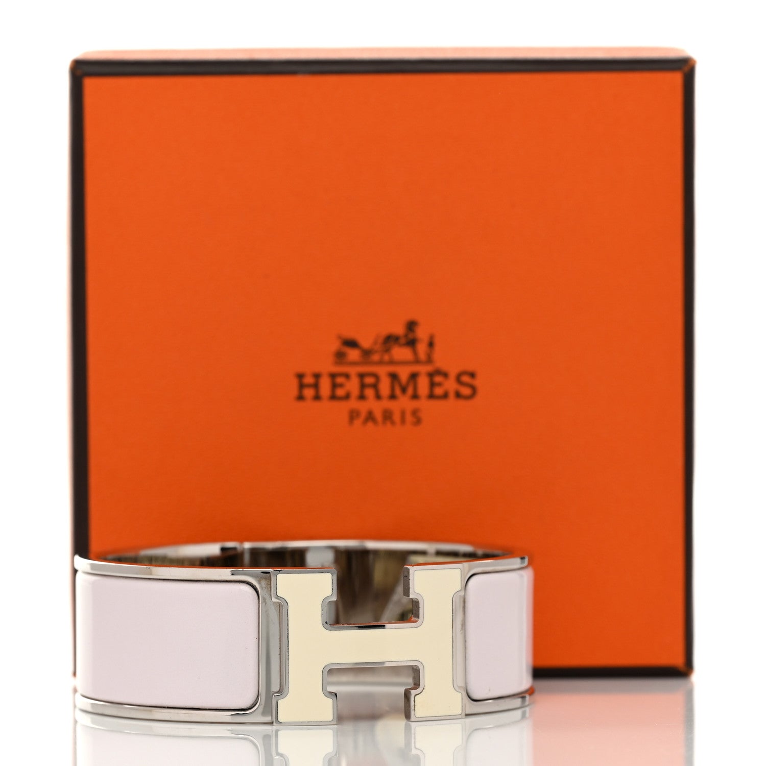 Hermes Enamel Wide Clic Clac H Bracelet PM Rose Nymph White 5 of 5