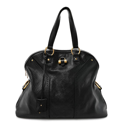 Saint Laurent Calfskin Snakeskin Embossed Oversized Muse Black 1 of 12