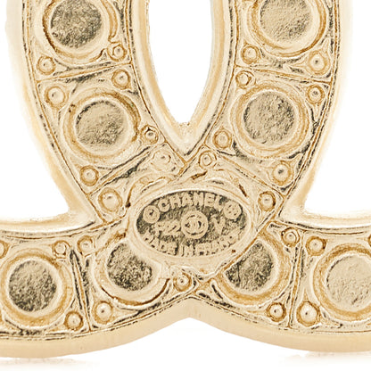 Chanel Metal Crystal Graduated Pearl CC Brooch Gold 4 of 5