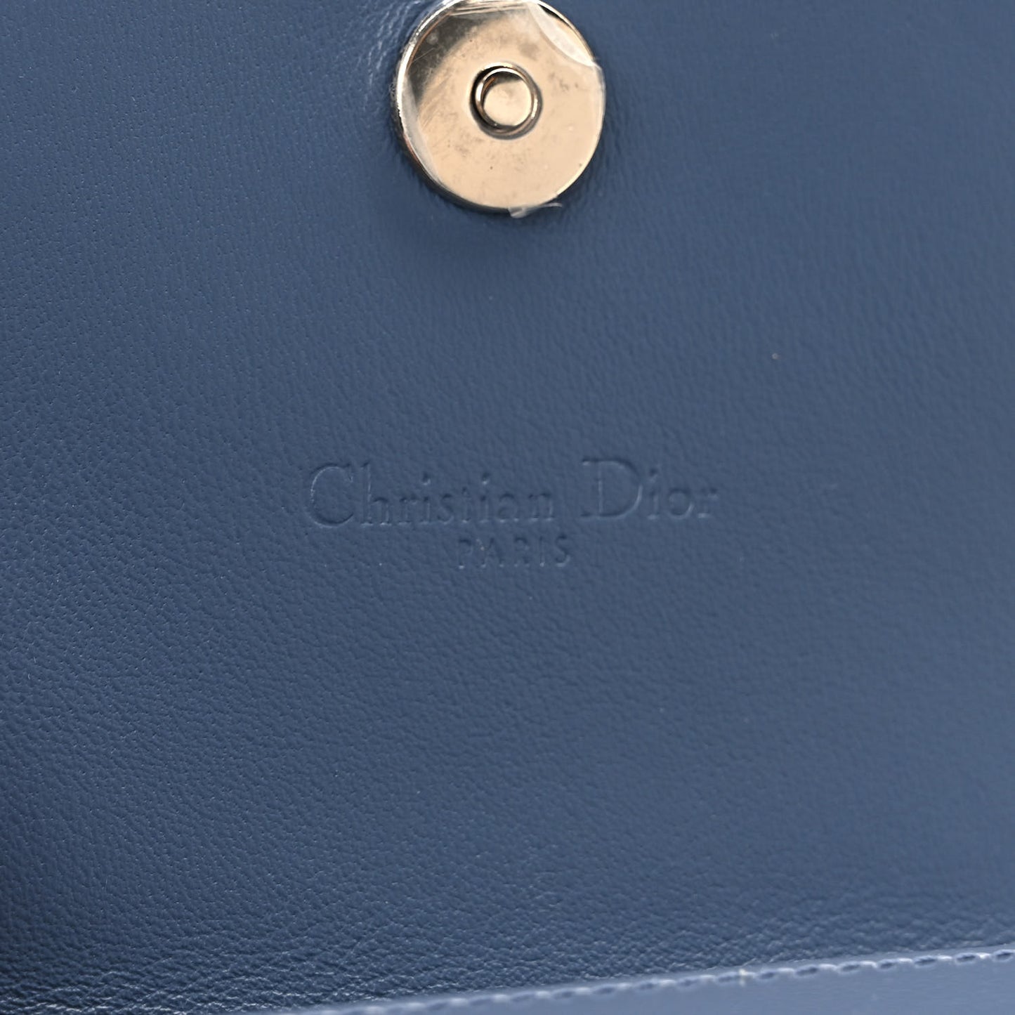 Patent Cannage Nano Lady Dior Chain Card Holder Cloud Blue