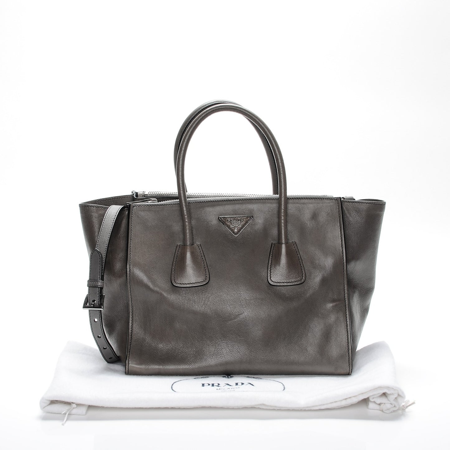 Glace Calf Twin Pocket Tote Marmo