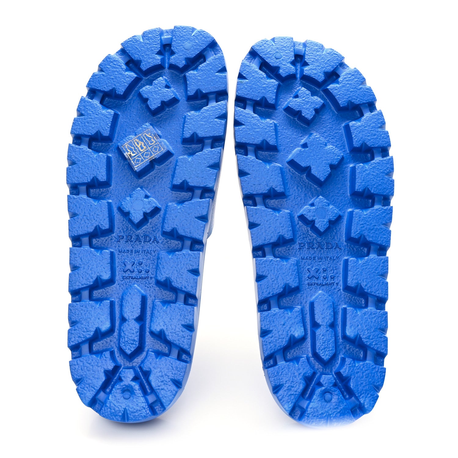 Prada EVA Rubber Triangle Logo Embossed Womens Lug Sole 20mm Slide Sandals 37 Azzurro 6 of 9