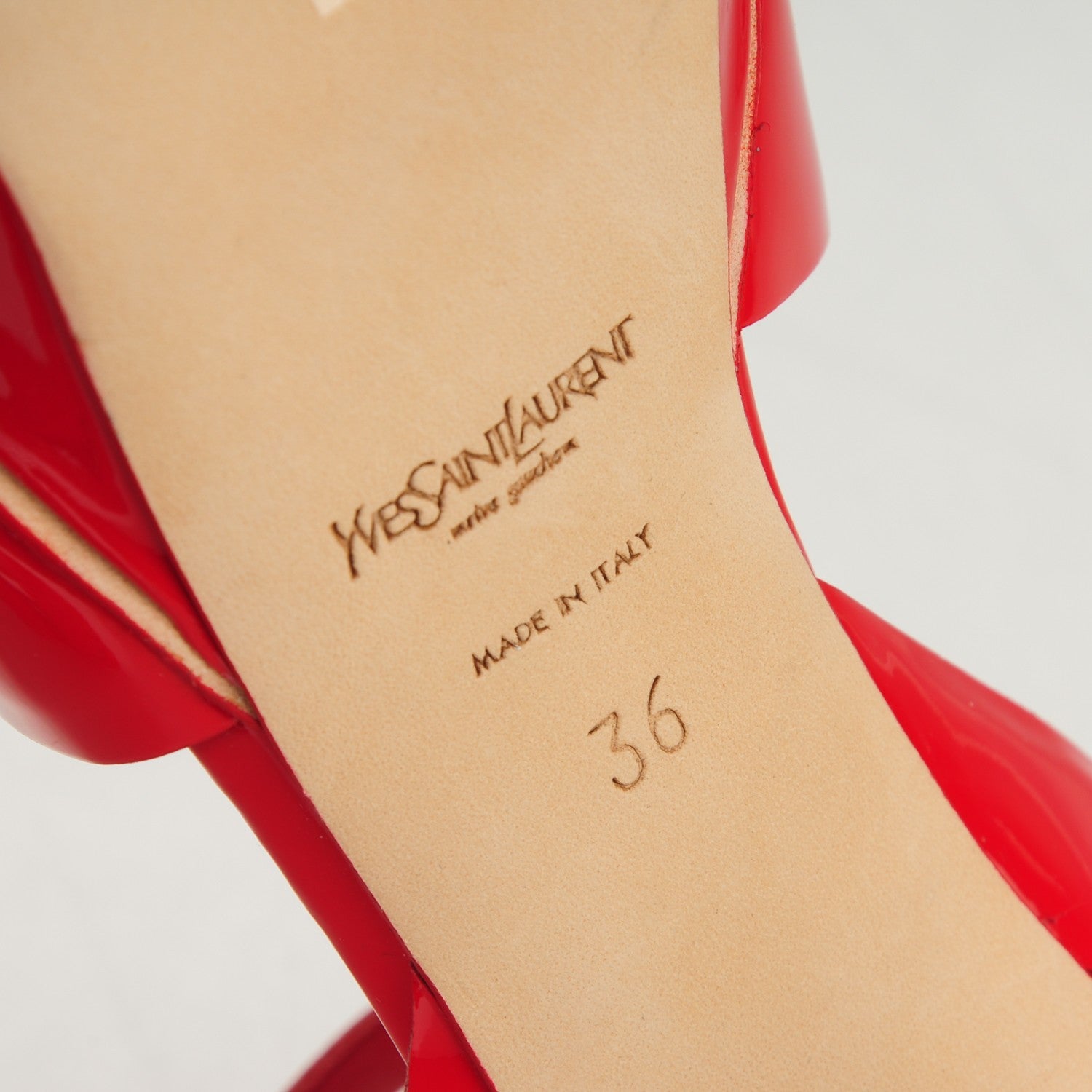 Saint Laurent Vitello Vernice Tribute 75 Platform Sandals 36 Red 6 of 6