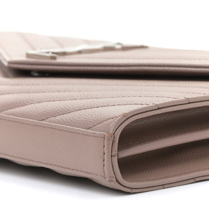 Saint Laurent Grain De Poudre Matelasse Chevron Monogram Chain Wallet Fard 6 of 9
