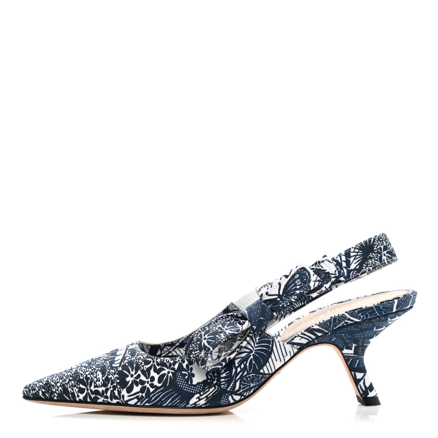 Christian Dior Toile De Jouy Tropicalia Sweet D Slingback Pumps 37.5 Indigo White 1 of 7