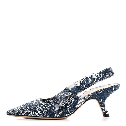 Christian Dior Toile De Jouy Tropicalia Sweet D Slingback Pumps 37.5 Indigo White 1 of 7