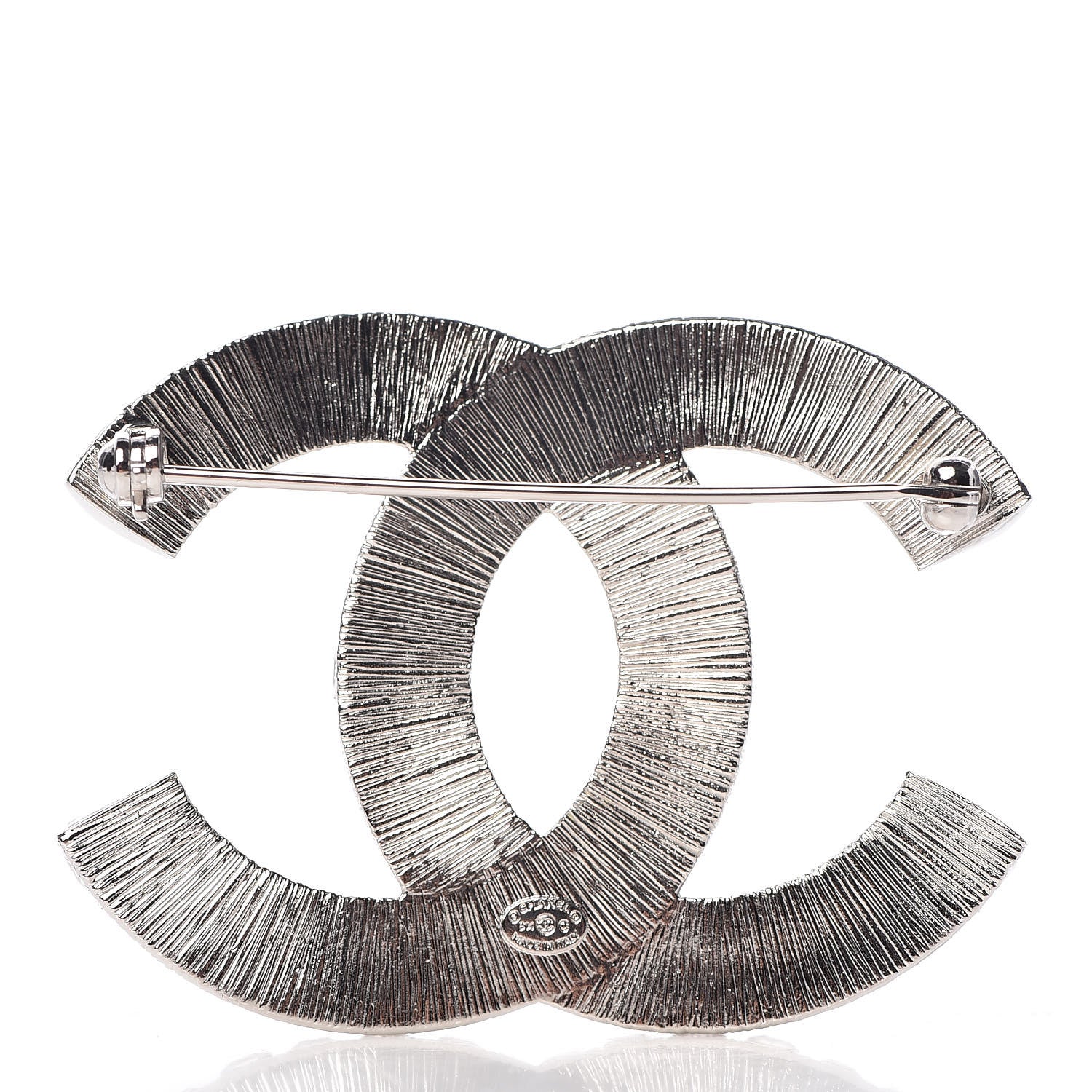Chanel Baguette Crystal CC Brooch Silver 3 of 5