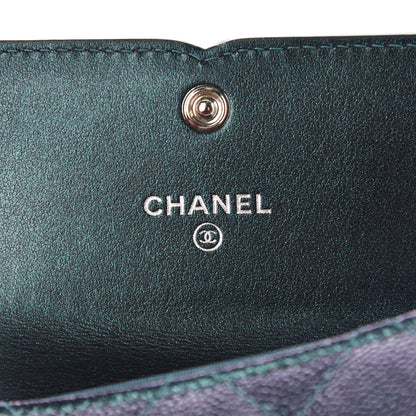 Chanel Iridescent Caviar Quilted Filigree Card Holder Dark Turquoise 6 of 9