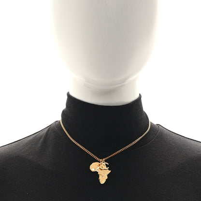 Chanel Crystal Pearl CC Africa Pendant Necklace Gold White 2 of 5