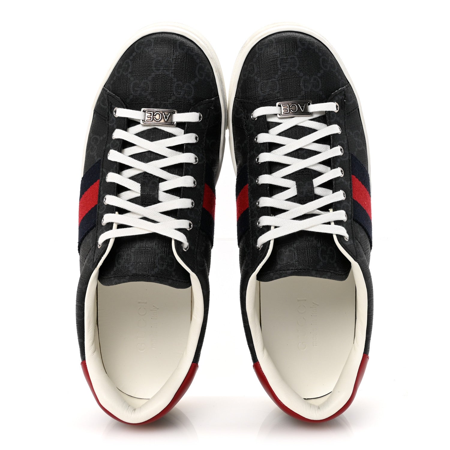Gucci GG Supreme Monogram Web Mens New Ace Sneakers 8.5 Black 2 of 10