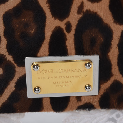 Dolce & Gabbana Calf Hair Leopard Print Lace Large Miss Sicily Satchel White 23 of 23