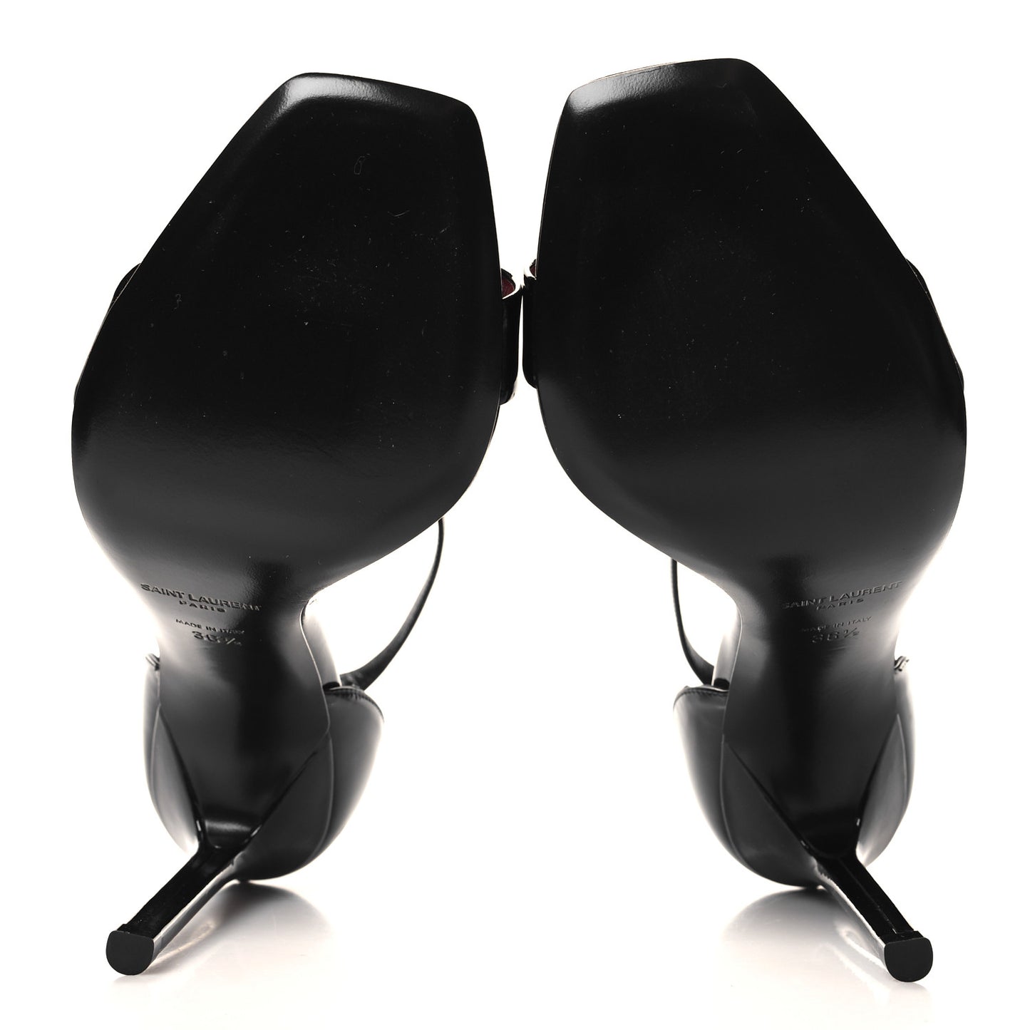 Patent Calfskin Amber 105 Ankle Strap Sandals 36.5 Black