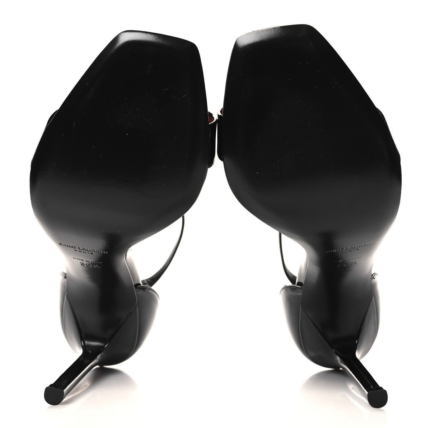 Saint Laurent Patent Calfskin Amber 105 Ankle Strap Sandals 36.5 Black 5 of 9