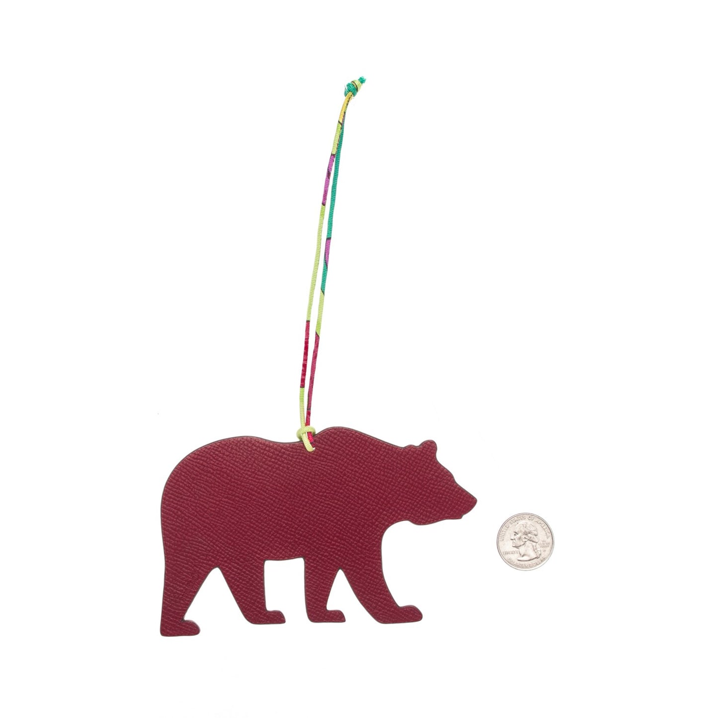 Epsom Togo Petit H GM Bear Bag Charm Rouge Grenat Alezan