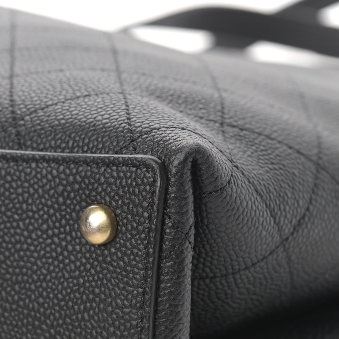 Caviar Stitched Large Shopping Tote Bag Black