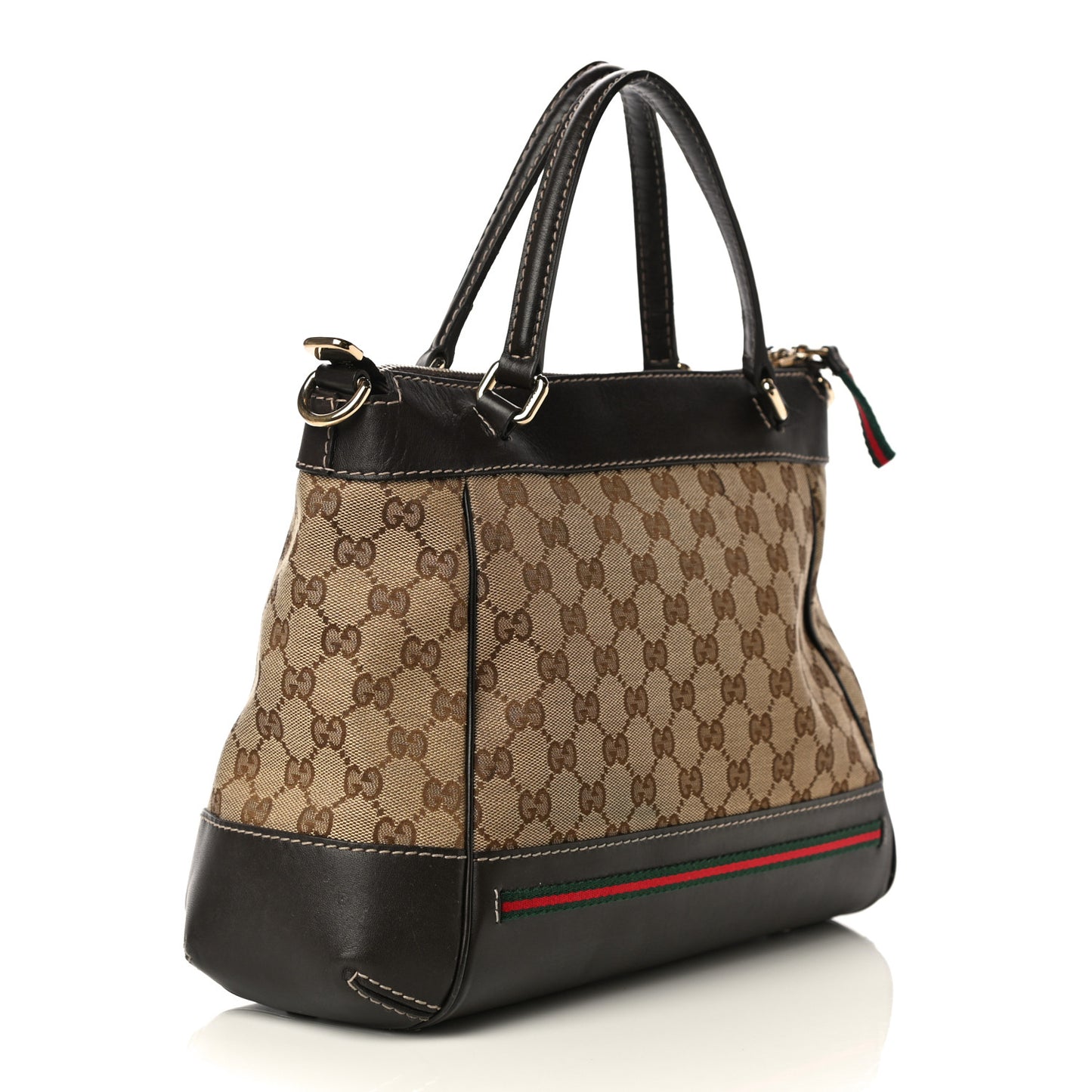 Monogram Web Mayfair Top Handle Satchel Dark Brown