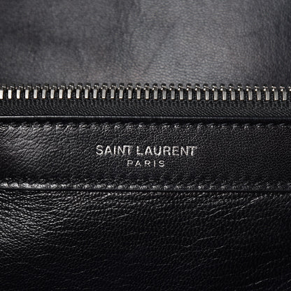 Saint Laurent Denim Mixed Matelasse Triquilt Large Monogram Envelope Satchel Black 6 of 11