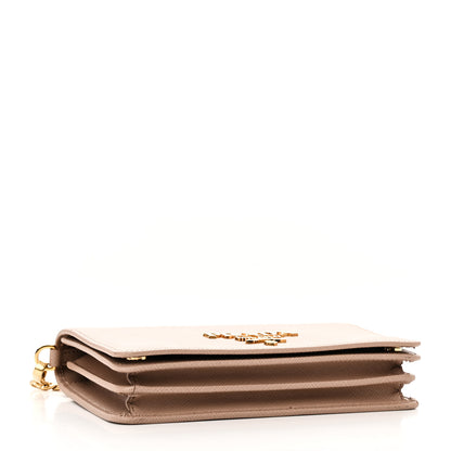 Prada Saffiano Lux Metal Logo Mini Flap Chain Shoulder Bag Cammeo 5 of 10