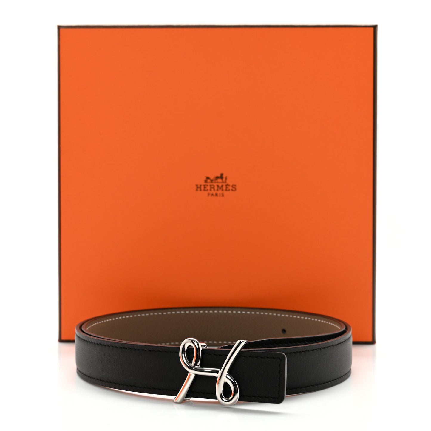 Swift Epsom 24mm H Cursives Belt 75 30 Black Etoupe