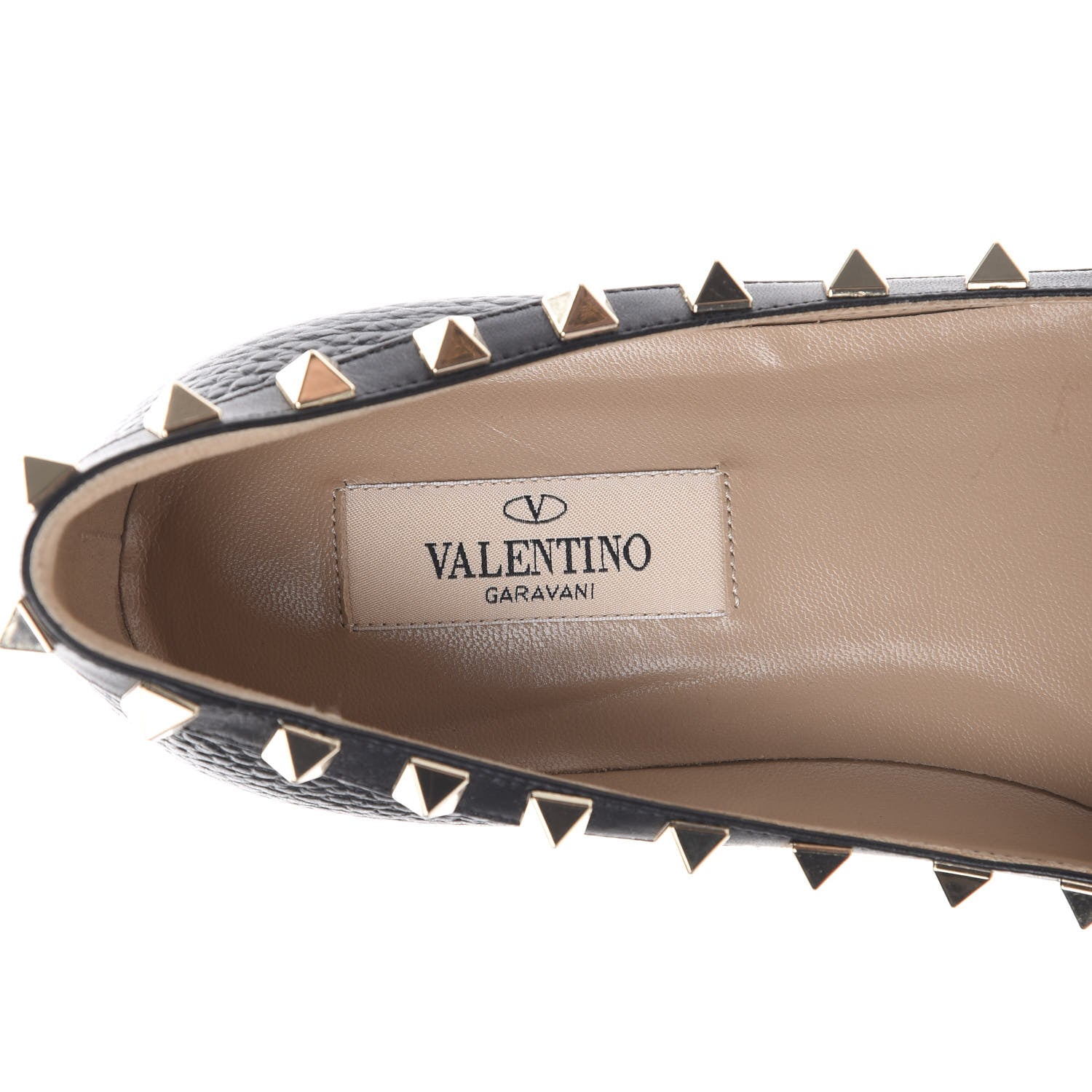 Valentino Garavani Pebbled Calfskin Rockstud Ballerina Flats 36.5 Black 7 of 12