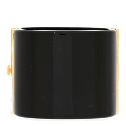 Chanel Resin CC Paris Button Cuff Bracelet Black Gold 3 of 5