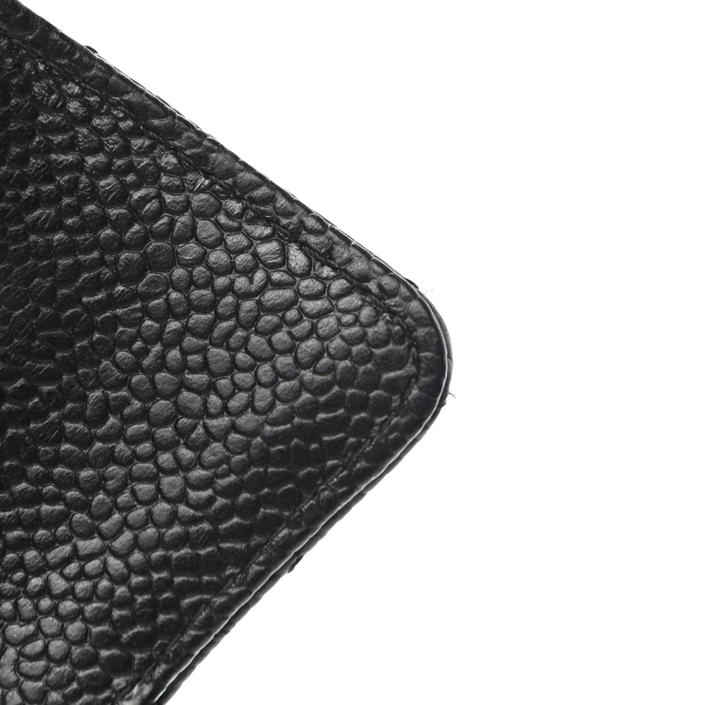 Caviar Quilted Flap Card Holder Black