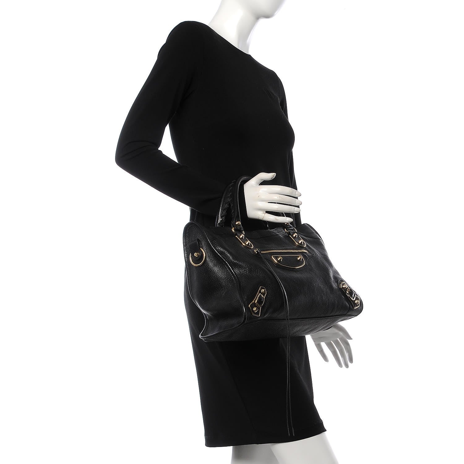 Balenciaga Chevre Gold Metallic Edge Hardware City Black 2 of 13