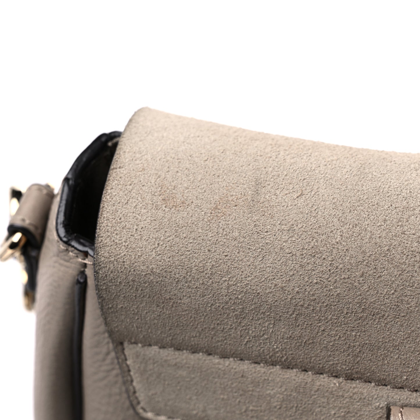 Suede Calfskin Small Faye Backpack Motty Grey