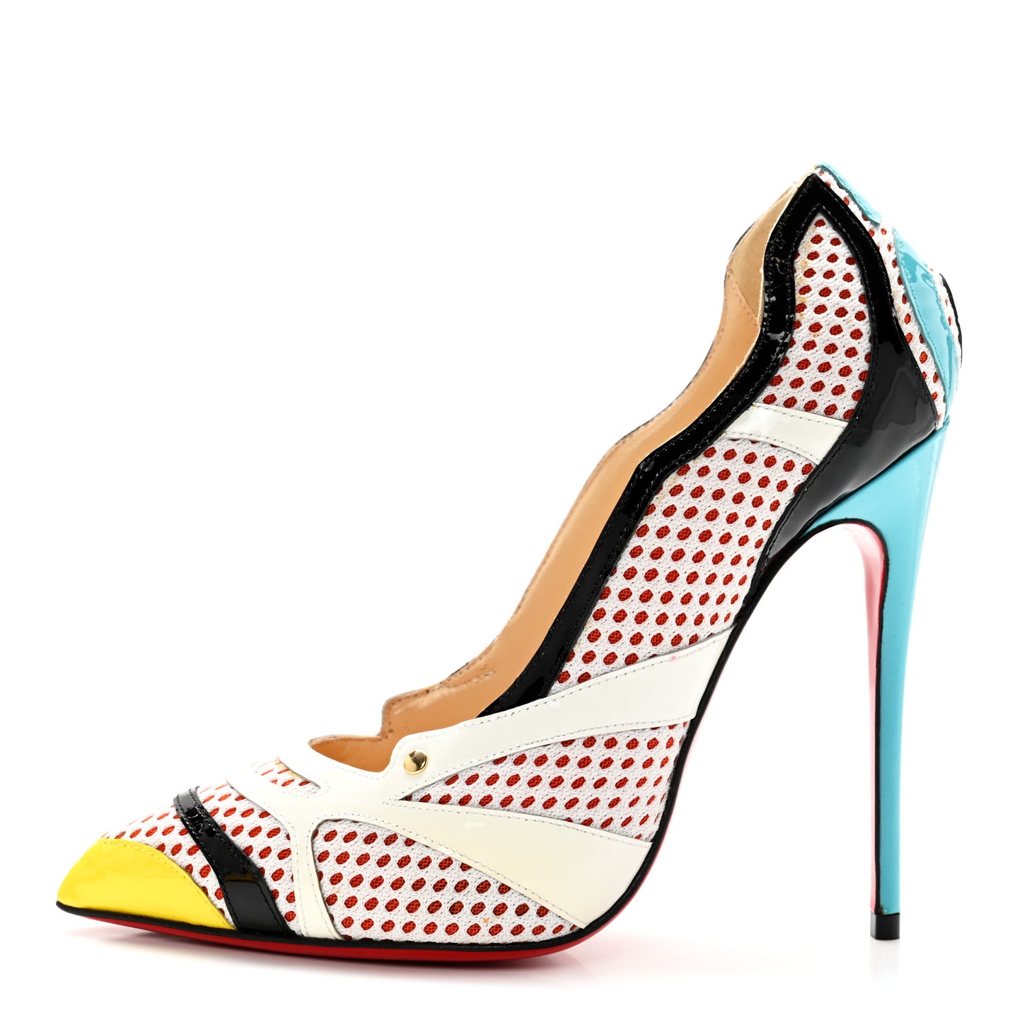 Patent Calfskin Mesh So Kate Tronetta 120 Pumps 36 White Multi
