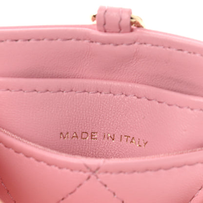 Chanel Lambskin Quilted Chanel Card Holder On Chain Pink 7 of 9