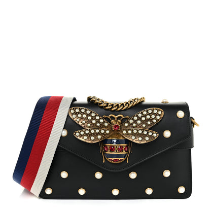 Gucci Nappa Pearl Studded Mini Queen Margaret Broadway Shoulder Bag Black 1 of 16