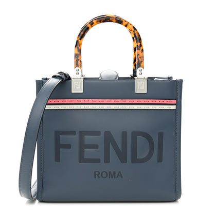 Fendi Vitello King Plexiglass Logo Embossed Small Fendi Sunshine Shopper Tote Mirto 1 of 12