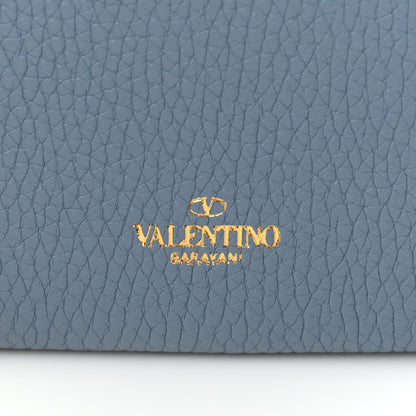 Valentino Garavani Pebbled Calfskin Rockstud Flip Lock Wallet On Chain Niagara 7 of 9