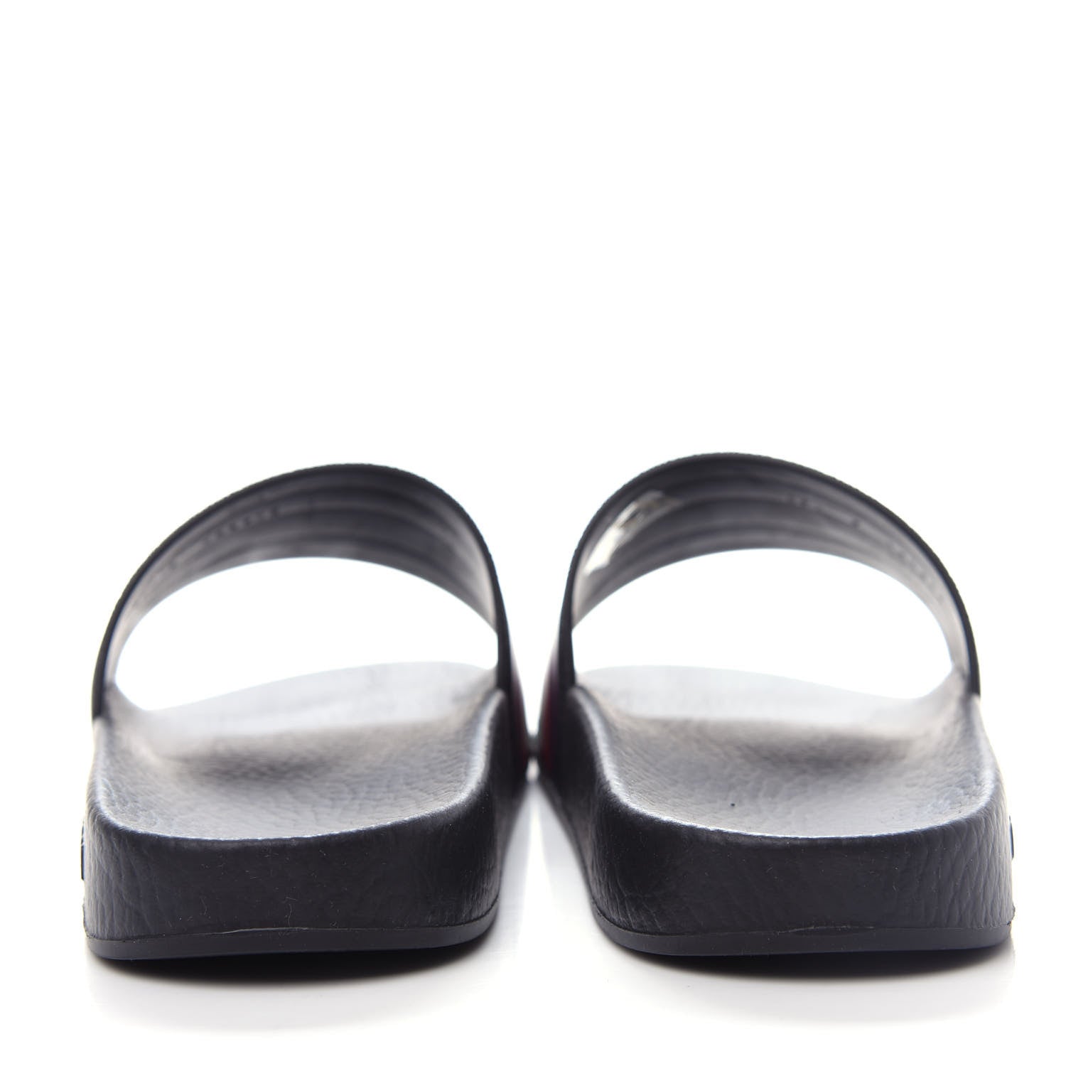 Gucci Rubber Web Mens Pool Slide Sandals 5 Black Mystic White Hibiscus Red Marine 7 of 10