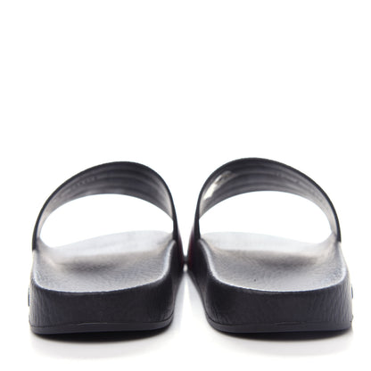 Gucci Rubber Web Mens Pool Slide Sandals 5 Black Mystic White Hibiscus Red Marine 7 of 10