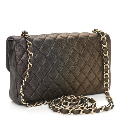 Chanel Iridescent Calfskin Quilted Crystal Mini Rectangular Flap Black Gold 3 of 10